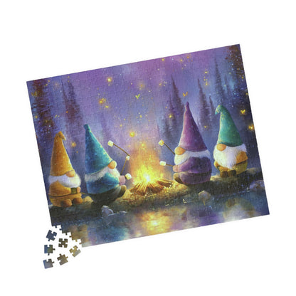 Cozy Campfire Gnome Puzzle - Perfect for Family Game Night, Relaxing Evenings, Holiday Gift, Indoor Fun, Home Décor