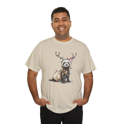 Christmas Otter Tee, Unisex Heavy Cotton Tee with Cute Design, Holiday Gift, Cozy Casual Wear, Fun Christmas Shirt