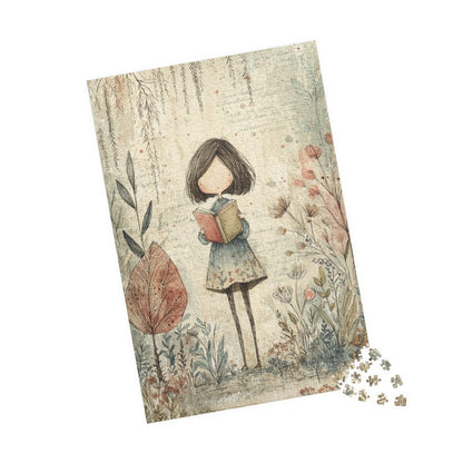 Charming Illustrated Puzzle - Cozy Reading Girl Design, Gift for Book Lovers, Family Game Night, Educational Fun, Home Decor