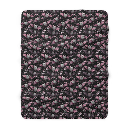 Sherpa Fleece Blanket - Pink Girl Grunge Halloween Bats