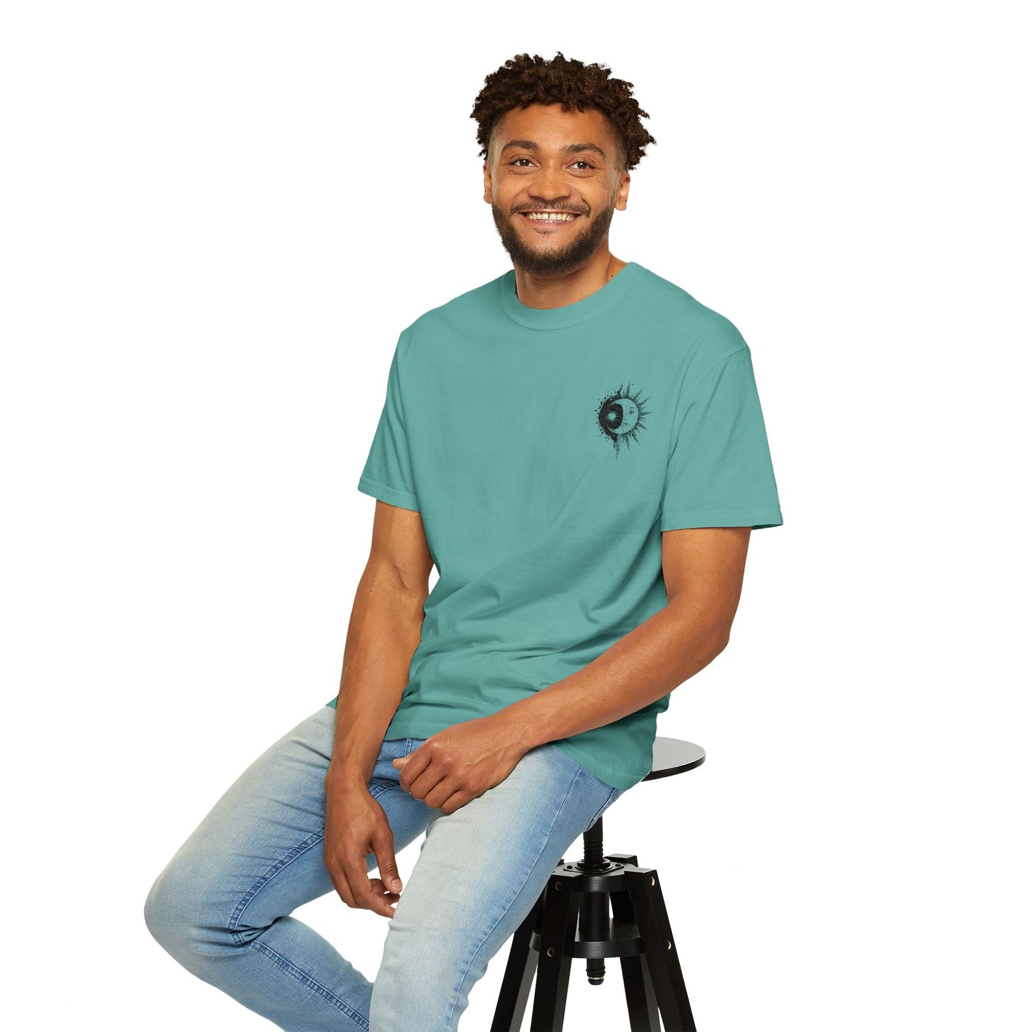 Comfort Colors Embroidered Hand-Illustrated Astrology Ying Yang Unisex T-Shirt, Cool Graphic Tee
