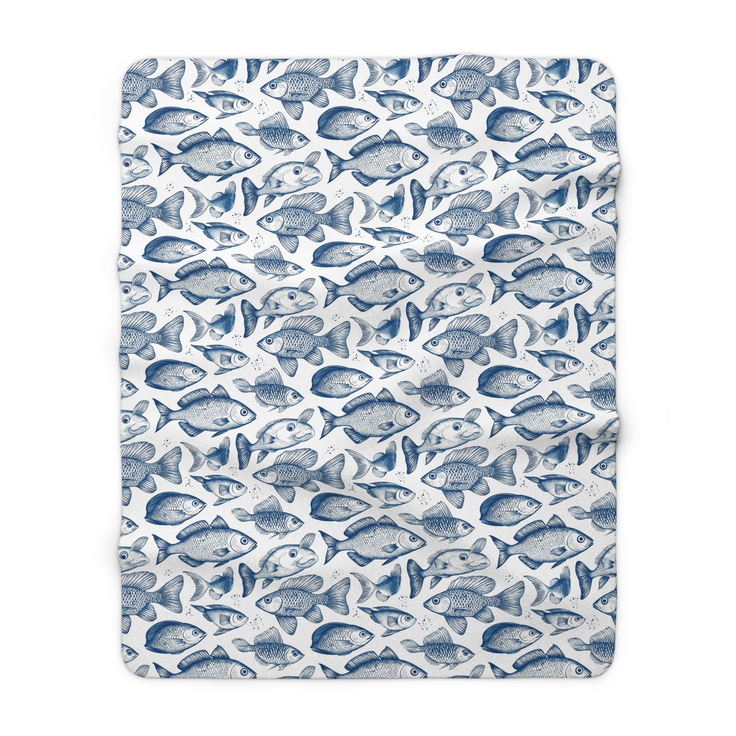 Sherpa Blanket - Let's Go Fishing Cute Small Fish Pattern