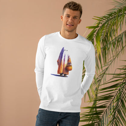 Men's Base Longsleeve Tee - Halloween Ghost Ready to Trick or Treat