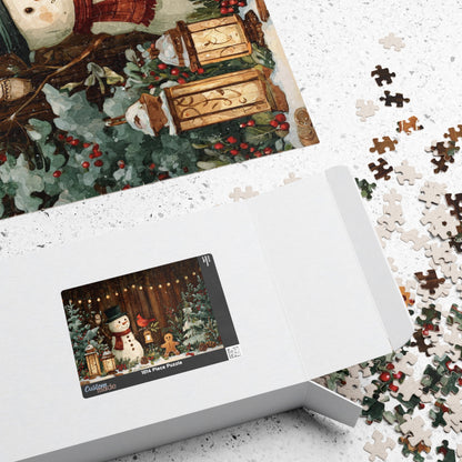 Winter Wonderland Puzzle - 1014-Piece Jigsaw for Cozy Nights, Holiday Family Fun, Snowman & Gingerbread Theme, Christmas Decor, Gift Idea
