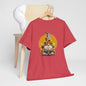 Sunflower and Yoga Gnome Unisex Heavy Cotton Tee - Boho Style, Eco-Friendly Apparel, Casual Wear, Unique Art Tee