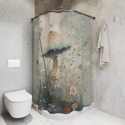 Whimsical Mushroom Shower Curtain - Nature-Inspired Bathroom Decor, Boho Chic, Bathroom Accessory, Gift for Nature Lovers, Floral Design