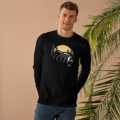 Men's Bear Graphic Longsleeve Tee - Wilderness Apparel for Nature Lovers, Outdoor Adventure, Gifts for Him, Camping Wear, Fall Fashion