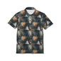 Spooky Halloween Polo Shirt, Ghost Pattern Tee, Unisex AOP Shirt, Festive Autumn Apparel, Unique Holiday Gift