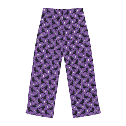 Cozy Women's Pajama Pants with Whimsical Purple Bird Print, Sleepwear, Loungewear, Gift for Her, Casual Comfort