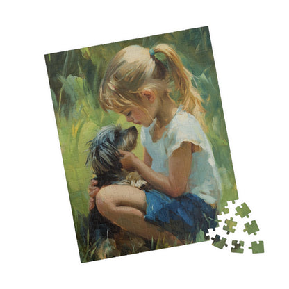 Puzzle - Little Girl and Dog in Tall Grass - 110, 252, 520, 1014-piece