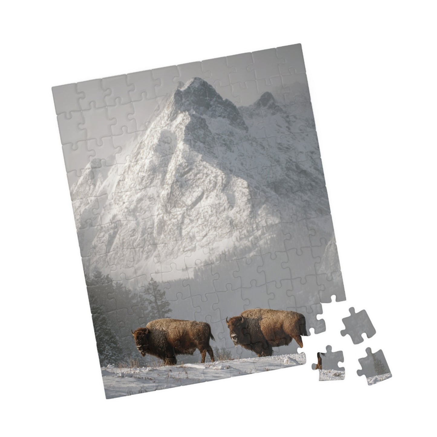 Mountain Landscape Puzzle with Bison - 110, 252, 520, 1014-piece, Nature Lover Gift, Family Fun Activity, Scenic Home Decor, Outdoor [...]