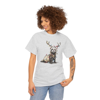 Christmas Otter Tee, Unisex Heavy Cotton Tee with Cute Design, Holiday Gift, Cozy Casual Wear, Fun Christmas Shirt