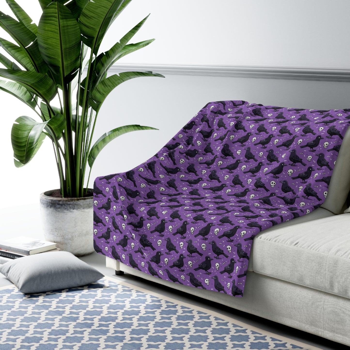 Spooky Vibes Sherpa Fleece Blanket | Cozy Halloween Decor, Soft Throw for Autumn Nights, Witchy Home Accessory, Unique Gift