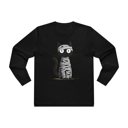 Men’s Cat Mummy Longsleeve Tee, Fun Halloween Shirt, Cat Lover Gift, Cozy Fall Fashion, Unique Graphic Tee