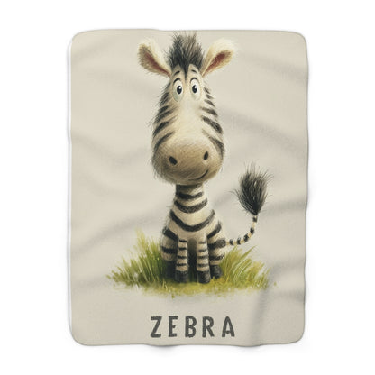 Sherpa Fleece Blanket - Baby Zebra Illustration