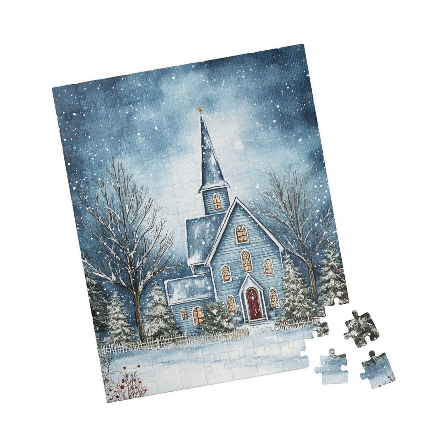Winter Wonderland Puzzle, 110-1014 pieces, Cozy Family Game, Holiday Decor, Snowy Church Scene, Perfect Christmas Gift