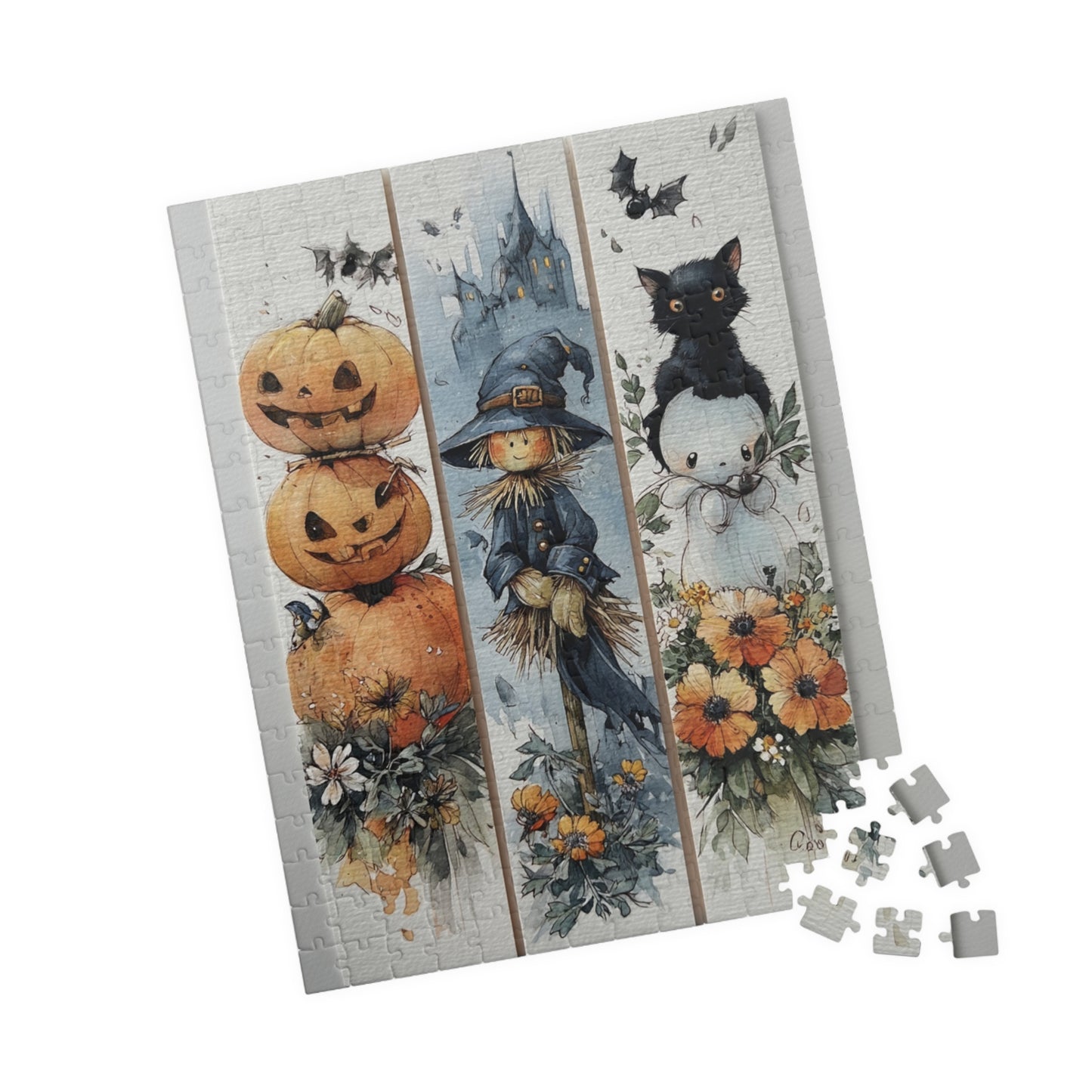 Charming 3Plex Halloween Puzzle | 110, 252, 520, 1014-piece Jigsaw, Fall Decor, Family Time, Fun Halloween Gift, Home Activity