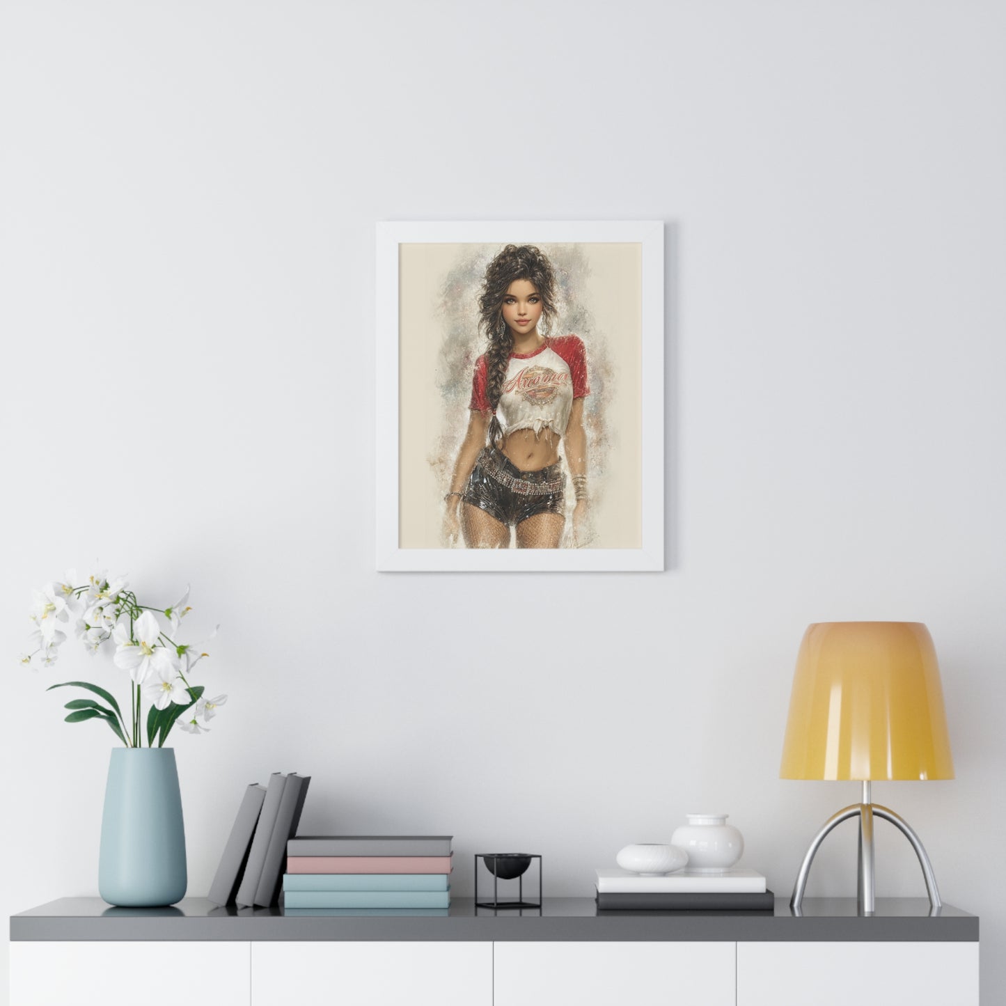 Vertical Poster - Hot Babe in Short Tshirt and Booty Shorts