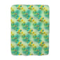 Sherpa Fleece Blanket - Electric Green Mushroom Pattern