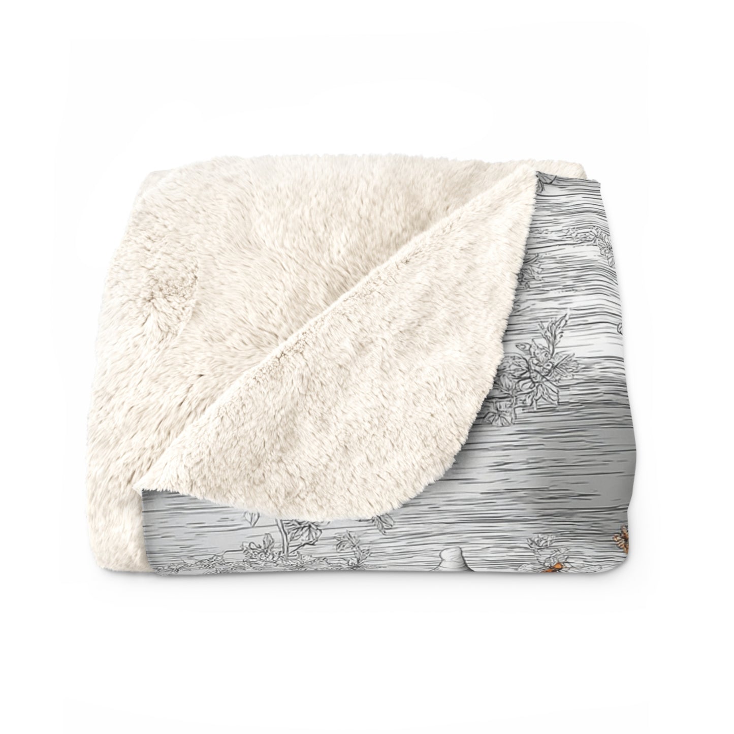 Line Art Bee Hives Sherpa Fleece Blanket, Winter Decor, Hygge Gift, Camping Essential, Gift for Him/Her