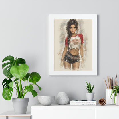 Vertical Poster - Hot Babe in Short Tshirt and Booty Shorts