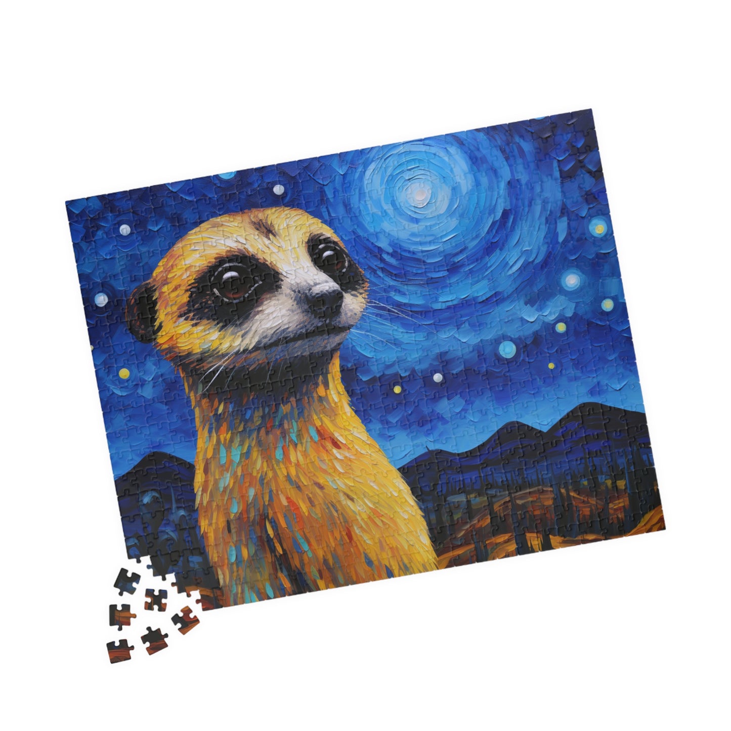 Meerkat Starry Night Puzzle - Fun Family Activity, Gift for Puzzle Lovers, Unique Home Decor, Challenge for All Ages, Ideal for Holidays