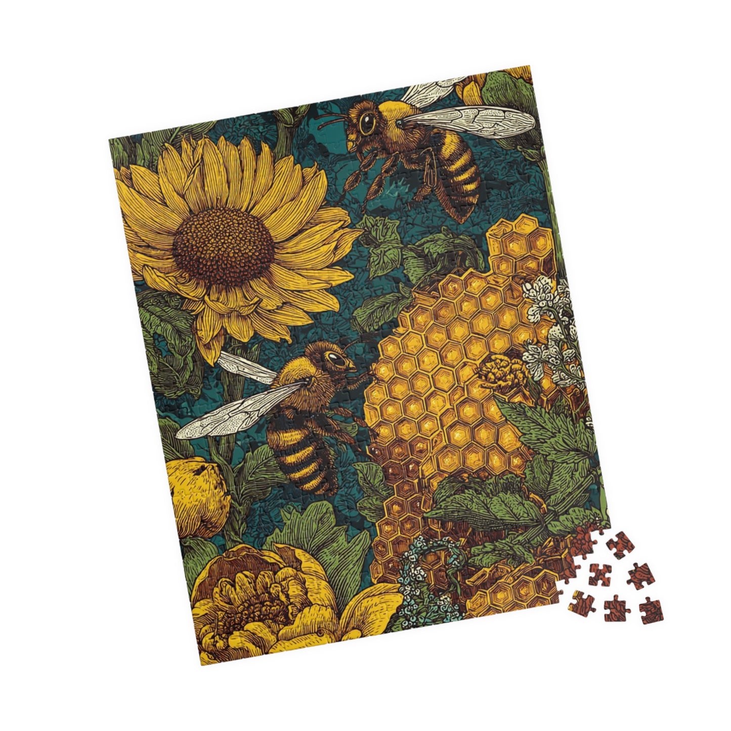 Bee-Inspired Jigsaw Puzzle, Nature Lovers Gift, Floral Home Decor, Educational Fun for Kids, Family Game Night, Unique Art
