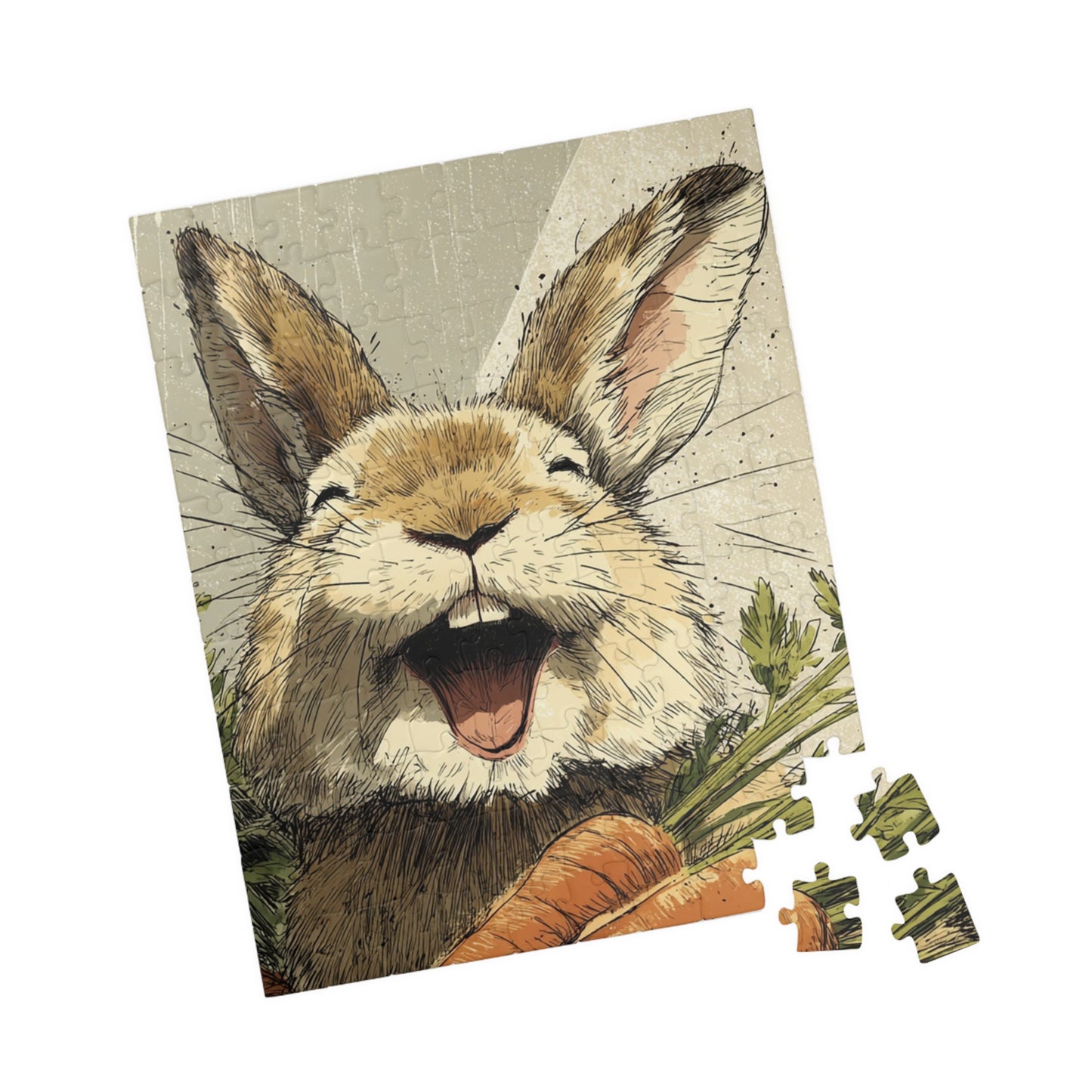 Cheerful Bunny Puzzle - Perfect Family Activity, Gift for Animal Lovers, Fun Home Decor, Kids' Activity, Spring Holiday Treat