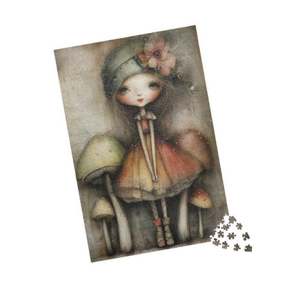 Retro Mushroom Girl Puzzle, 110-1014 Pieces, Cute Home Decor, Thoughtful Gift, Family Fun Activity