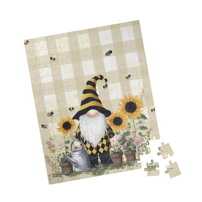 Sunflower Gnome Puzzle - Relaxing Family Fun, Home Decoration, Gift for Garden Lovers, 110-1014 Piece Options