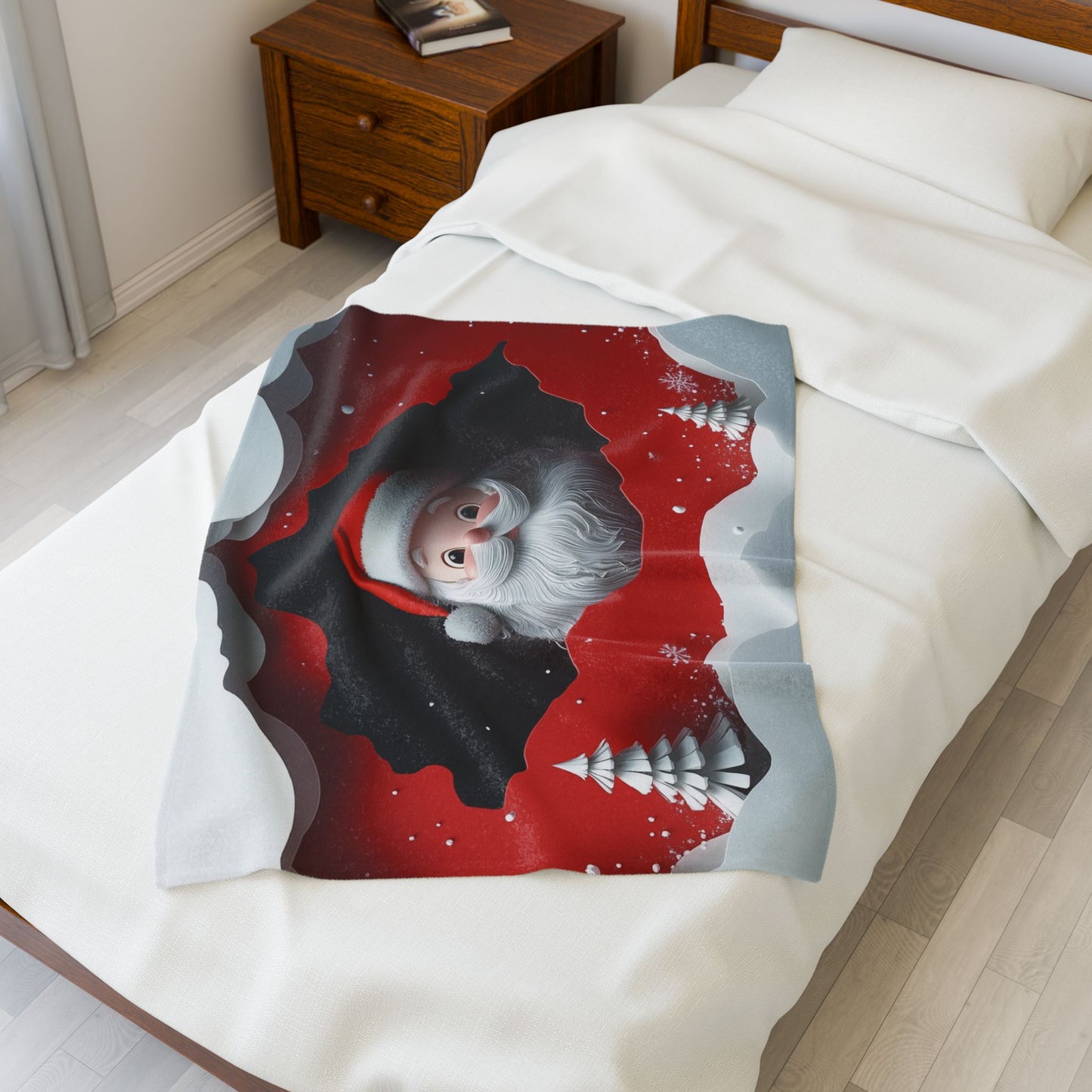 3D Santa Christmas Velveteen Plush Blanket, Holiday Decor, Santa Blanket, Winter Gift, Seasonal Home Accent, Festive Throw