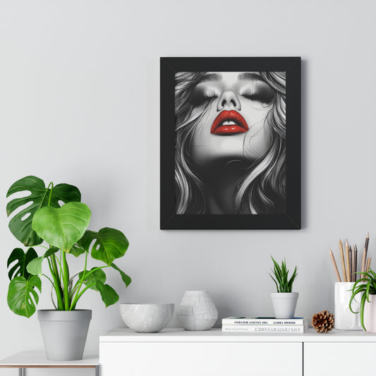 Black and White Fashion Poster | Sexy Blonde with Red Lips