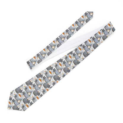 Stylish Fall Gnome Patterned Necktie, Elegant Gift for Him, Business Attire, Wedding Accessory,  Unique Men's Fashion