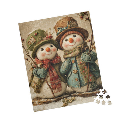 Snowman Puzzle, Holiday Fun for Families, Cozy Winter Night Activity, Christmas Gift, 110-1014 Pieces