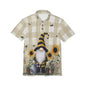 Whimsical Gnome Polo Shirt, Unisex Summer Shirt, Bee & Sunflower Print, Casual Garden Attire, Unique Gift for Garden Lovers