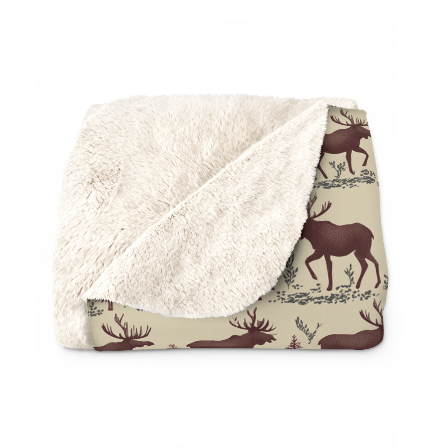 Cozy moose Pastern Sherpa Fleece Blanket | Warm Throw for Winter, Outdoor Adventures, Camping, Holidays, Home Decor