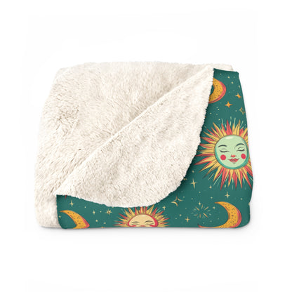 Cozy Celestial Sherpa Blanket, Soft Throw Blanket, Celestial Decor, Warm Gift, Astrology Blanket, Home Comforts