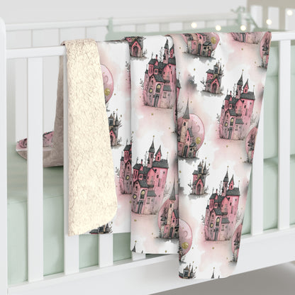Cozy Castle Design Sherpa Fleece Blanket | Perfect Gift for Little Girl