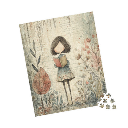Charming Illustrated Puzzle - Cozy Reading Girl Design, Gift for Book Lovers, Family Game Night, Educational Fun, Home Decor