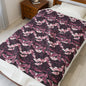 Cozy Pink Halloween Bats Velveteen Plush Blanket with Botanical Design | Perfect for Home Decor, Gifts, Girl Grunge