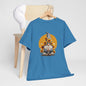 Sunflower and Yoga Gnome Unisex Heavy Cotton Tee - Boho Style, Eco-Friendly Apparel, Casual Wear, Unique Art Tee