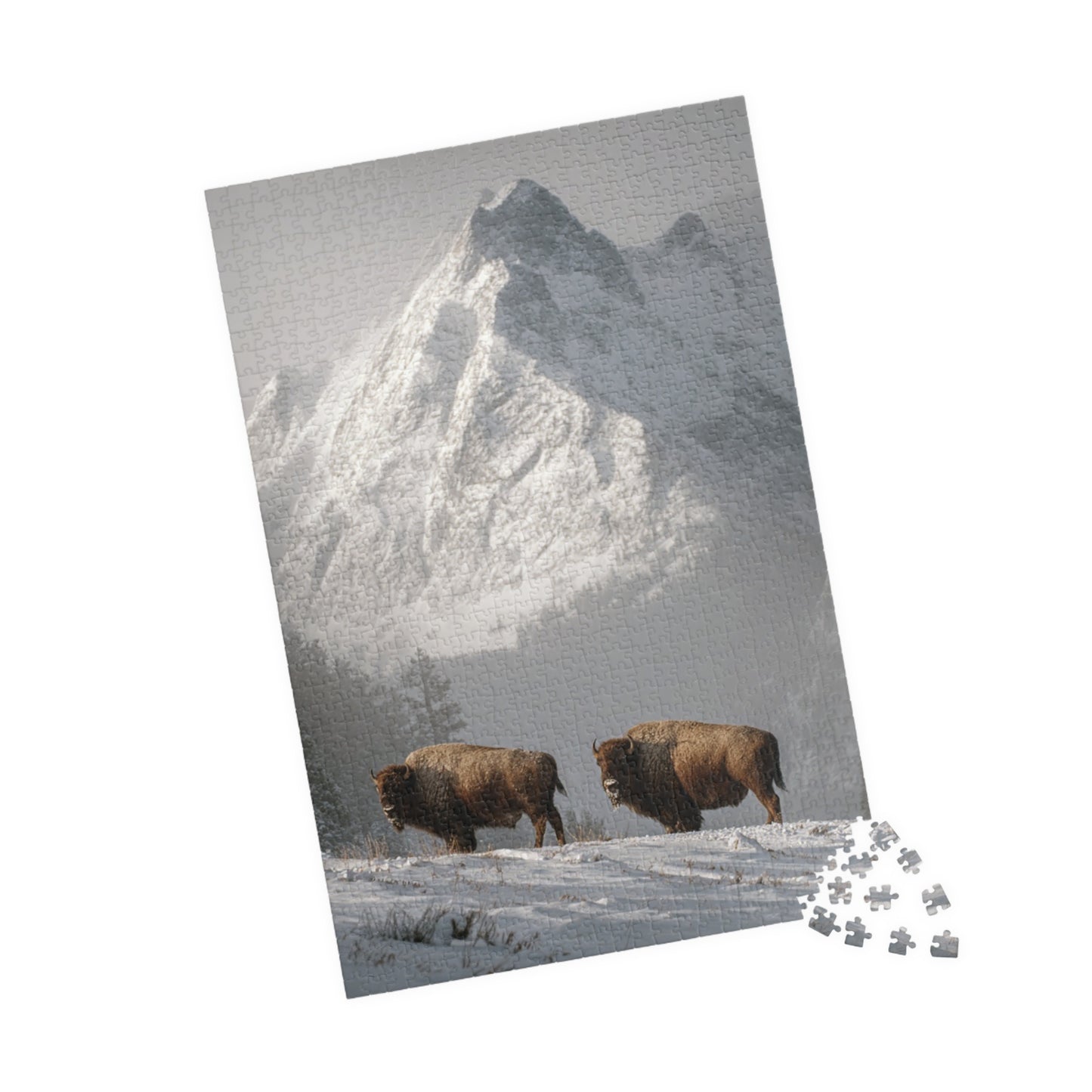 Mountain Landscape Puzzle with Bison - 110, 252, 520, 1014-piece, Nature Lover Gift, Family Fun Activity, Scenic Home Decor, Outdoor [...]