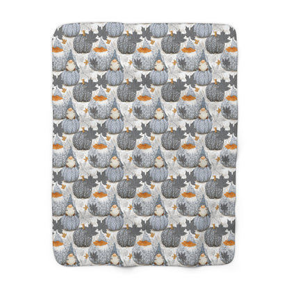 Cozy Sherpa Fleece Blanket with Pumpkin Design, Fall Decor, Snuggle Blanket, Gift for Friends, Seasonal Home Accents