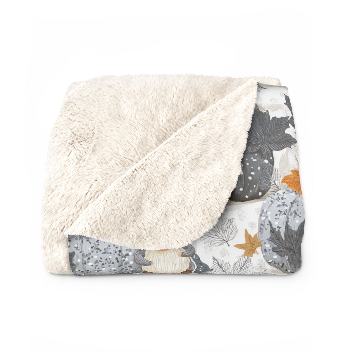 Cozy Sherpa Fleece Blanket with Pumpkin Design, Fall Decor, Snuggle Blanket, Gift for Friends, Seasonal Home Accents