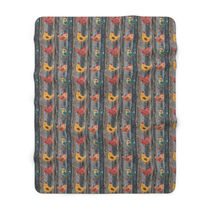 Cozy Sherpa Fleece Blanket with Whimsical Bird Design | Perfect for Home Decor, Gift for Bird Lovers, Cozy Nights, and Seasonal Decor