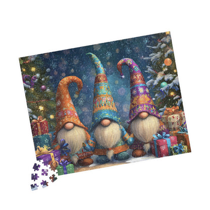 Festive Gnome Puzzle, Holiday Jigsaw, Christmas Decor, Gift for Puzzle Lovers, 110-1014 Pieces