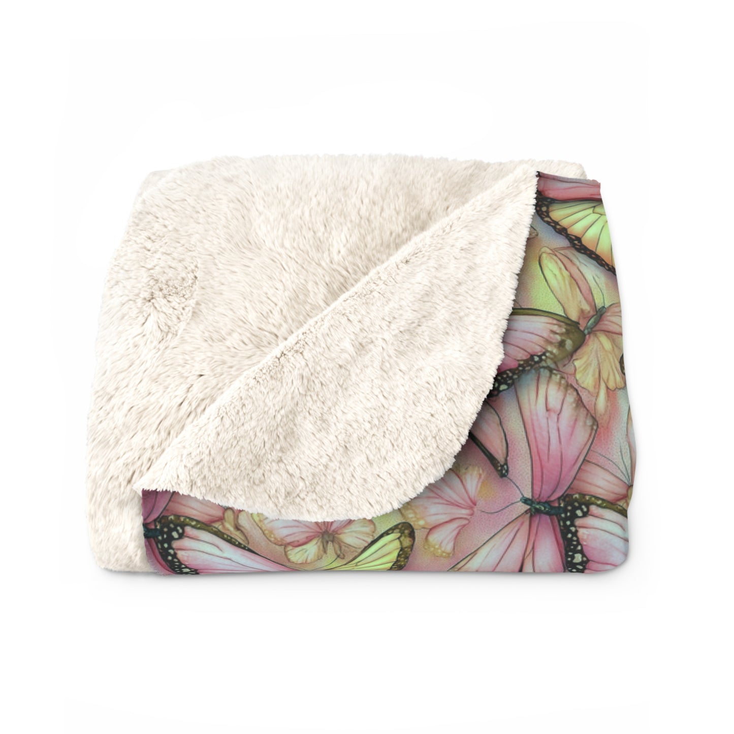 Butterfly Blossom Sherpa Fleece Blanket | Cozy Gift, Home Decor, Nature Lovers, Soft Throw, Birthday Present