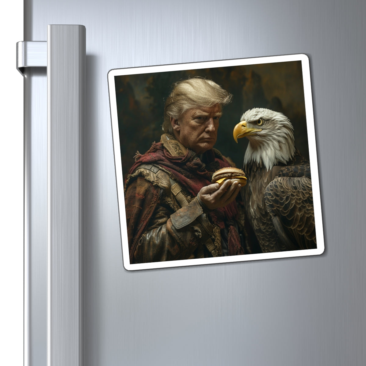 Magnet - Funny Trump Meme with Donald Trump and Eagle at McDonald’s