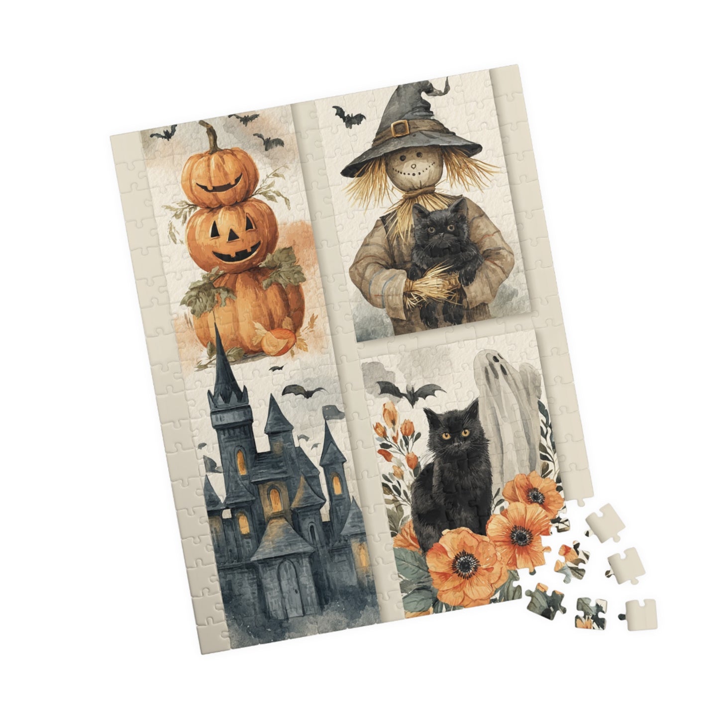 Halloween Themed Puzzle, Jack-O'-Lanterns, Spooky Decor, Family Activity, Fall Fun, Gifting, Seasonal Games