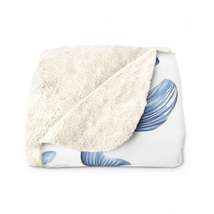 Sherpa Fleece Blanket - Quaint Blue Koi Pattern